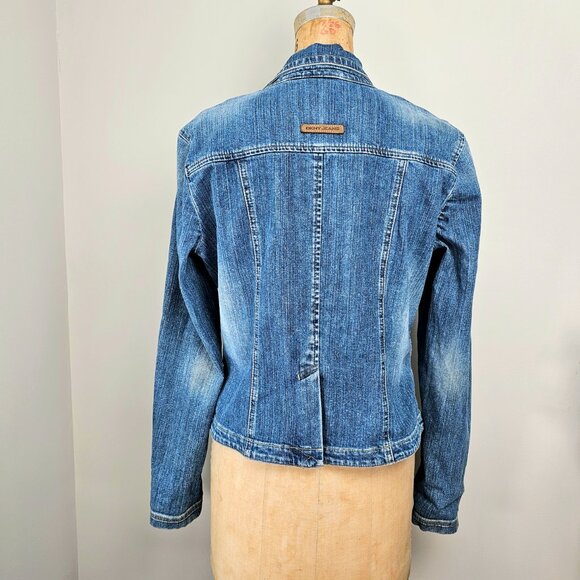 DKNY Jeans Y2K Industrial Chic Tailored Denim Blazer Jacket - Large - Picture 10 of 16